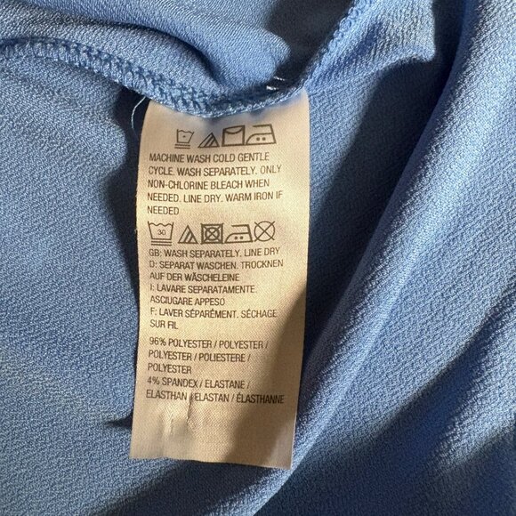 Linea By Louis Dell'Olio Tunic Womens Size Medium Blue V-Neck Peplum Stretch Top - Picture 6 of 9